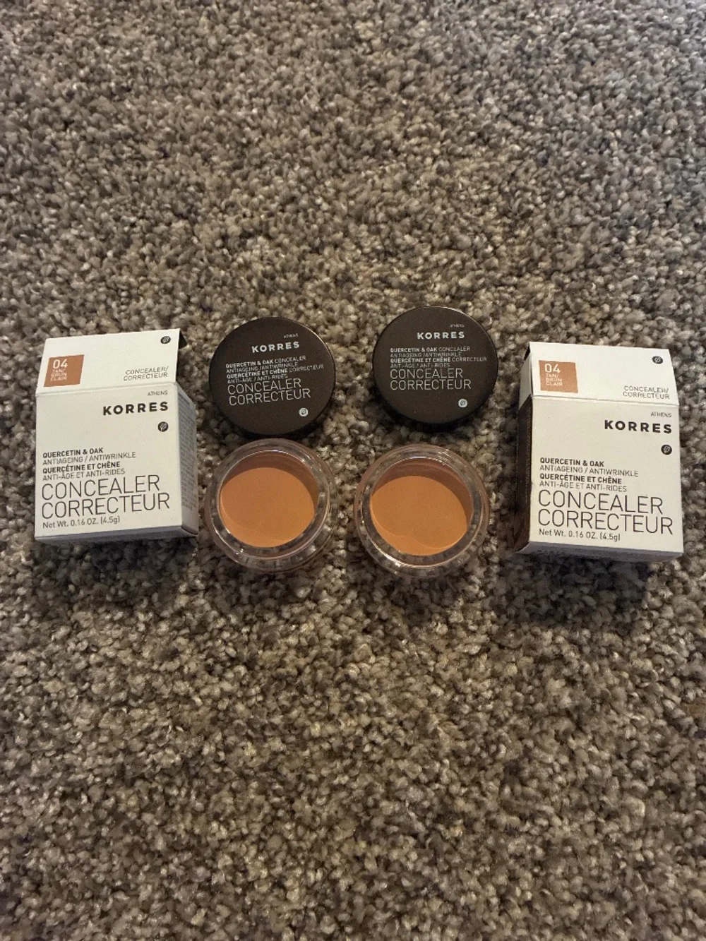 2x Korres Quercetin & Oak Concealer 04 Tan